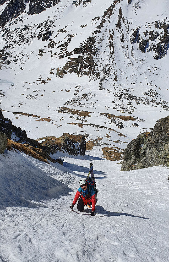 Výstup do Sedla nad Červeným žľabom
