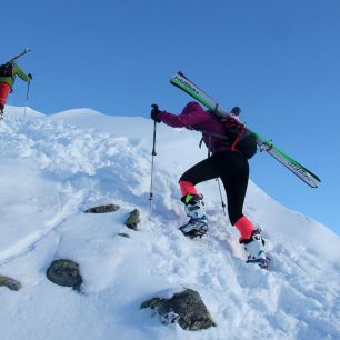 Výstup s lyžemi na batohu v oblasti Salatínu, Západní Tatry