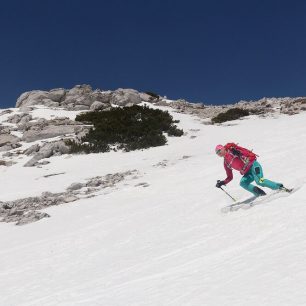 Sjezd z vrcholu Nad Šitom glava, Julské Alpy