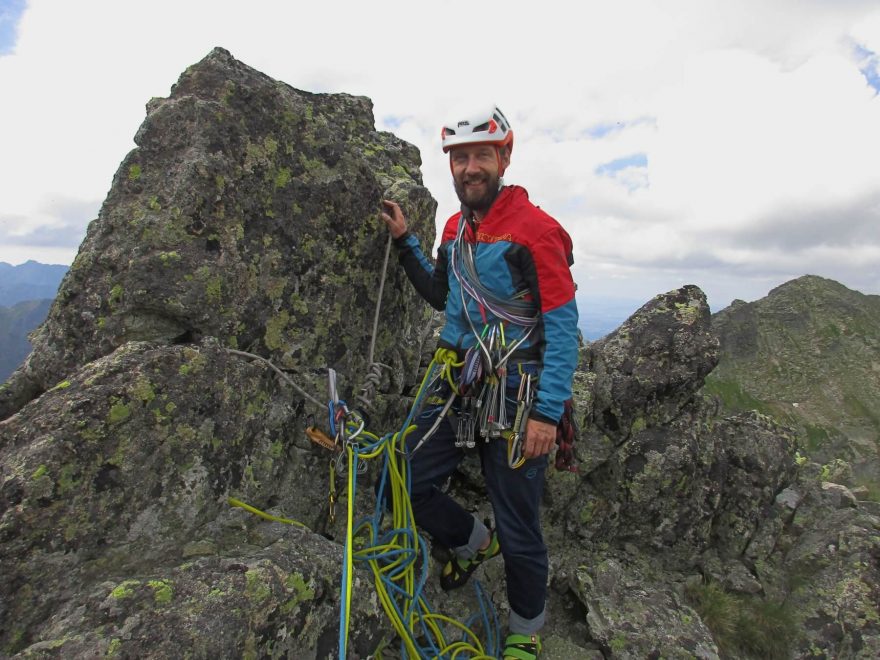 Testování během lezení ve Vysokých Tatrách.