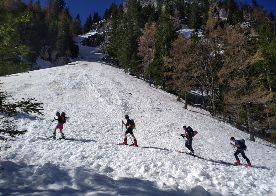 Cestou míjíme nebo přecházíme starší laviniště