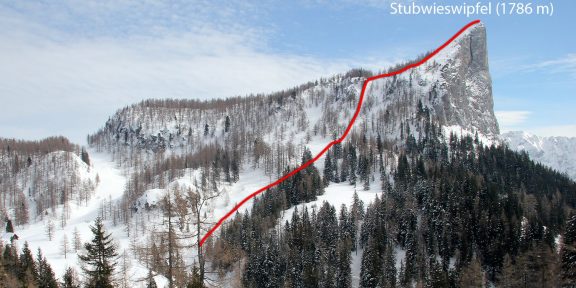 Stubwieswipfel (1786 m) – skialpový výstup na impozantní skalní stěnu nad Wurzeralmem