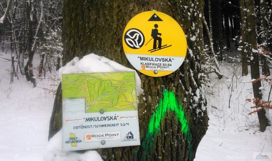 Nástup na trasu Mikulovská od parkoviště