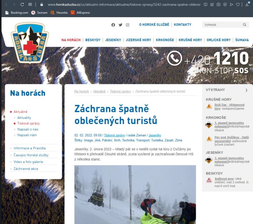 Jeseníky 2. 2. 2022 - Horská služba Jeseníky