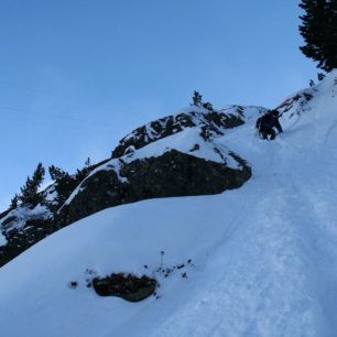 Strmý úsek pod chatou Sulzenau hutte