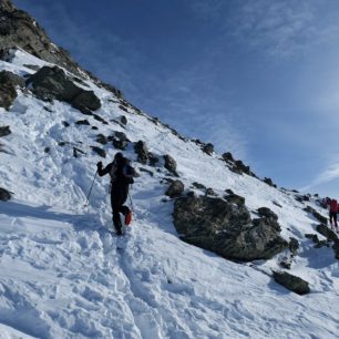 Ze ski depotu k vrcholu Monte Rocca