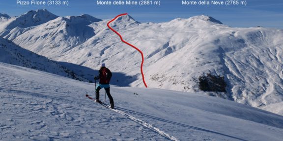 Monte delle Mine (2881 m) – skialpová túra na vrchol vedle Mottolina nad Livignem