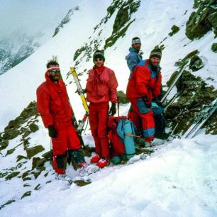 Kavkaz 1989: R. Klíma, V. Vichr, V. Hadra, I. Dzúrik v sedle Bečo, foto: Rudolf Klíma