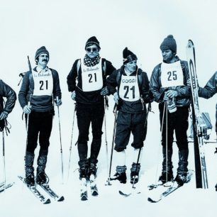 Lecco 1973, reprezentační družstvo ve složení: Janiga, Š. Spusta, Polák, Slavíček, Divald a Rajtár, archiv Ladislava Janigy