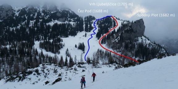 Vrh Ljubeljščice (1705 m) – nejoblíbenější skialpový vrchol v Karavankách za každého počasí