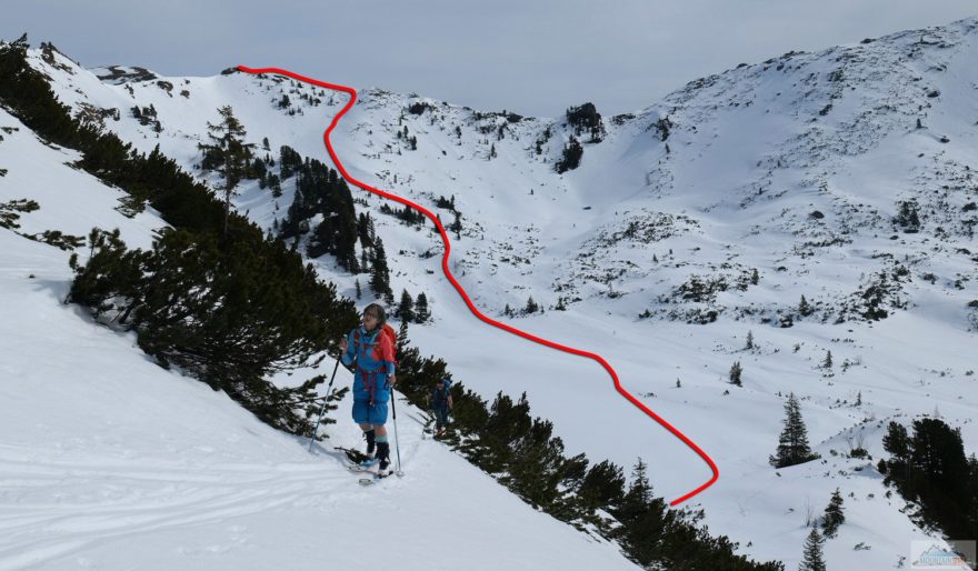 Klasická výstupová a sjezdová trasa na hřeben nad Planneralmem