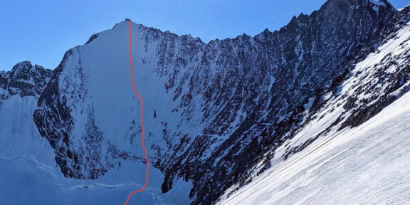 Lenzspitze (4294 m) – impozantní sjezd strmou severní stěnou ve Wallisu