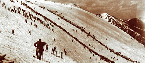 Krkonošský lyžařský závod Maiskirennen na fotografiích z let 1936 až 1945