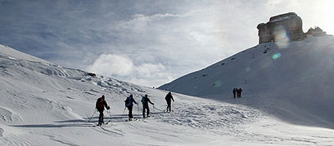 Skialpový výlet k Bivaco dela Pause 2780 m pod Monte Castello v Dolomitech