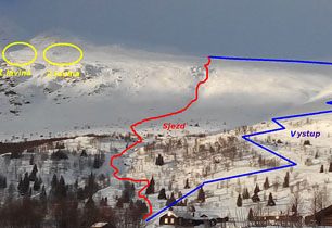 Spuštění laviny za nízkého stupně lavinového nebezpečí na norském Nibbi (1741 m)