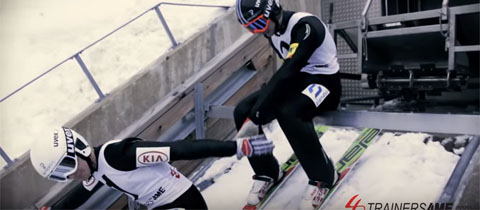 Světový rekord v tandemovém skoku na lyžích ve slovinské Planici &#8211; video