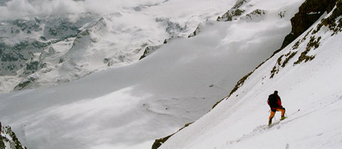 Bernina: přejezd ledovce Morteratsch