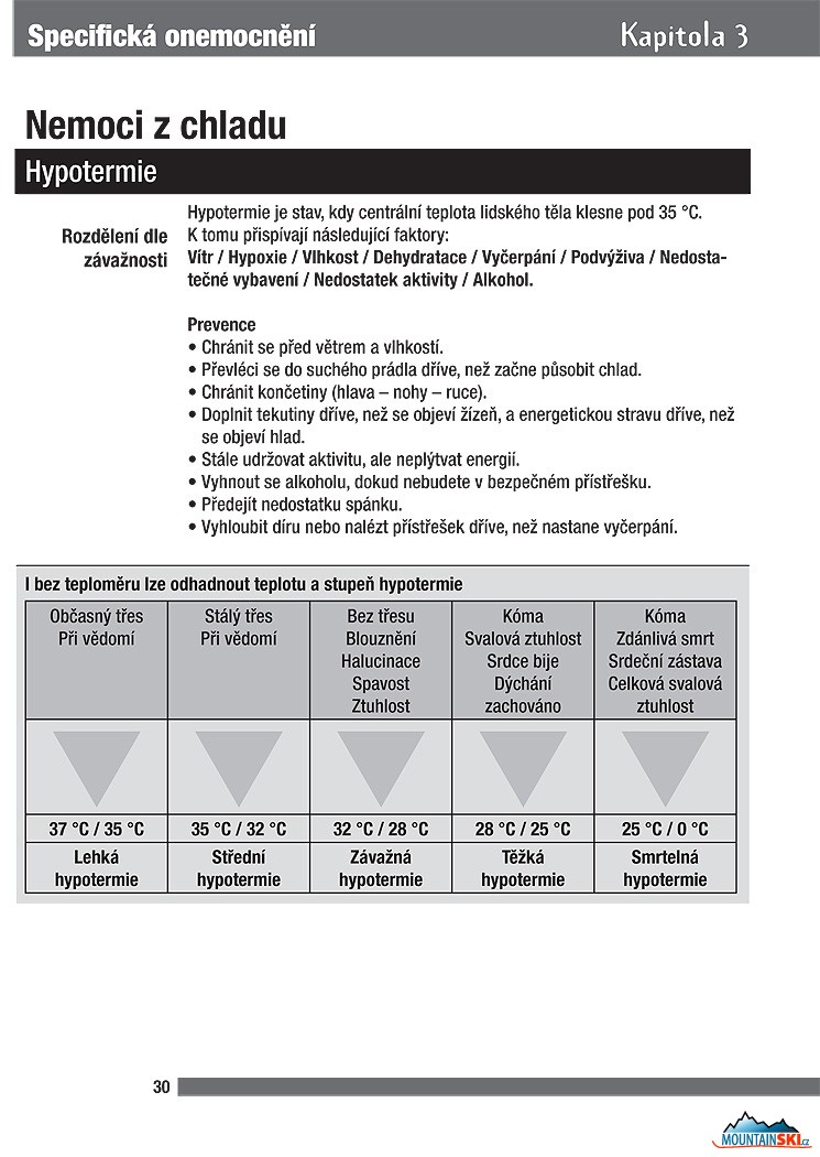Strana 30 – Průvodce cestovní a horskou medicínou – hypotermie
