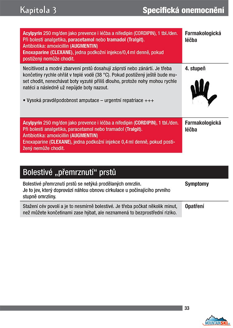 Strana 33 – Průvodce cestovní a horskou medicínou – omrzliny