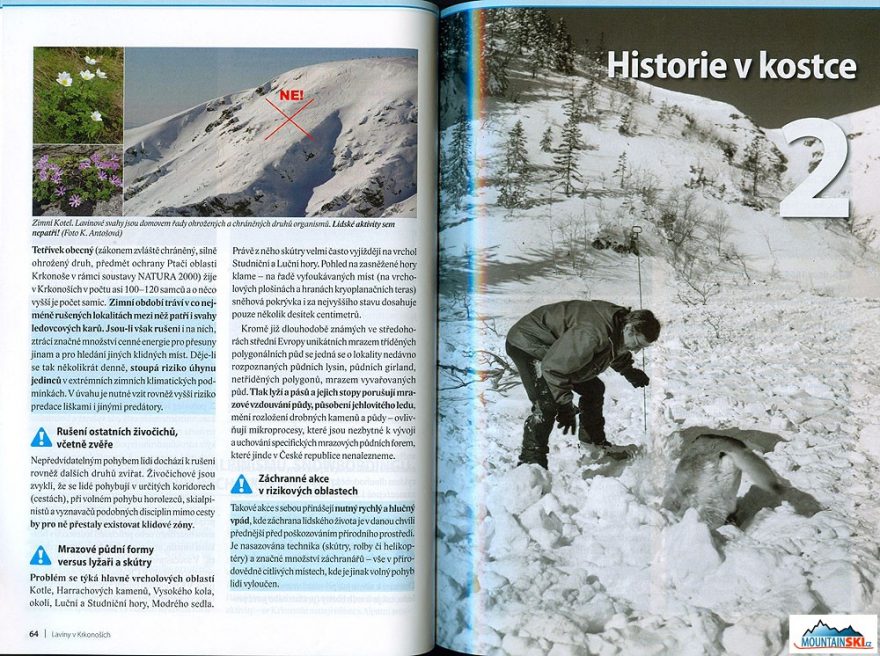 REPRO: © www.krnap.cz Kotel v Krkonoších – jedna výstupová stopa a několik sjezdových stop na skialpech