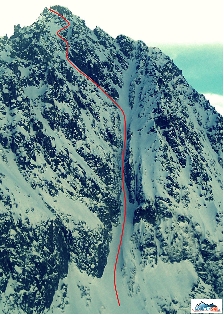 Štrbský štít, linie A1, 51° exponovaná nákres