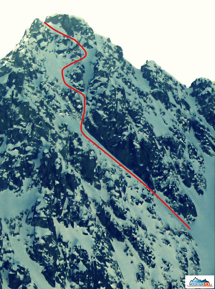 Štrbský štít, linie A1, 51° exponovaná detail nákres 