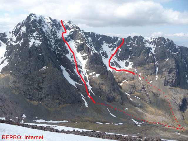 Voco gous – ľavý je Tower Gully – pravý Number 4 Gully – ilustračne foto z netu z mája 2009