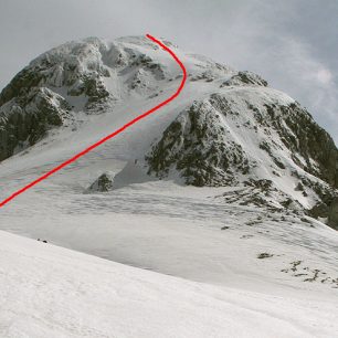 Výstupová a sjezdová trasa z vrcholu Bandijerna
