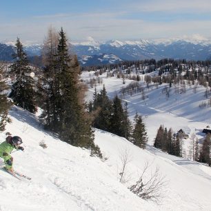 Na svahu pod lanovkou na Schneiderkogel