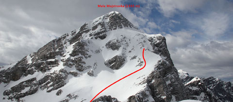 Východní svah Malé Mojstrovky (2333 m) na skialpech