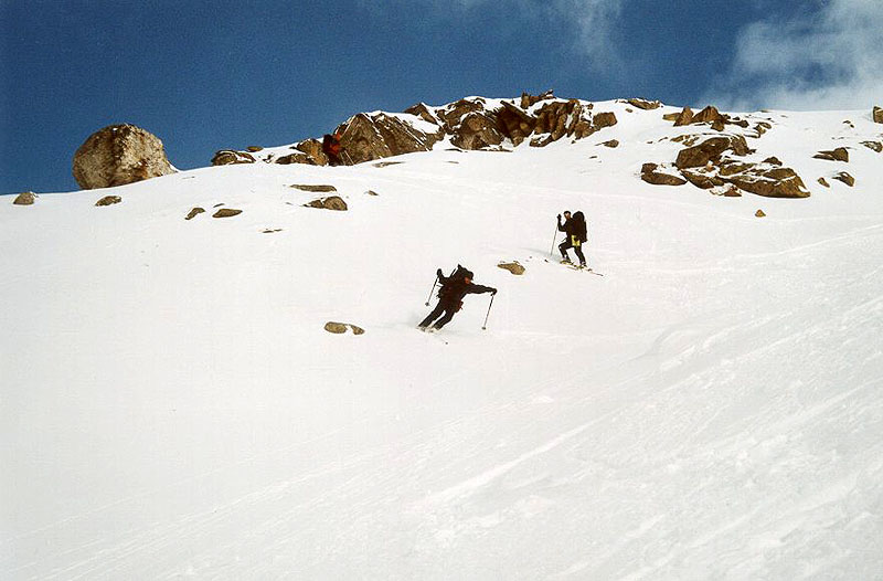 Lyžování pod chatou Kürsingerhütte