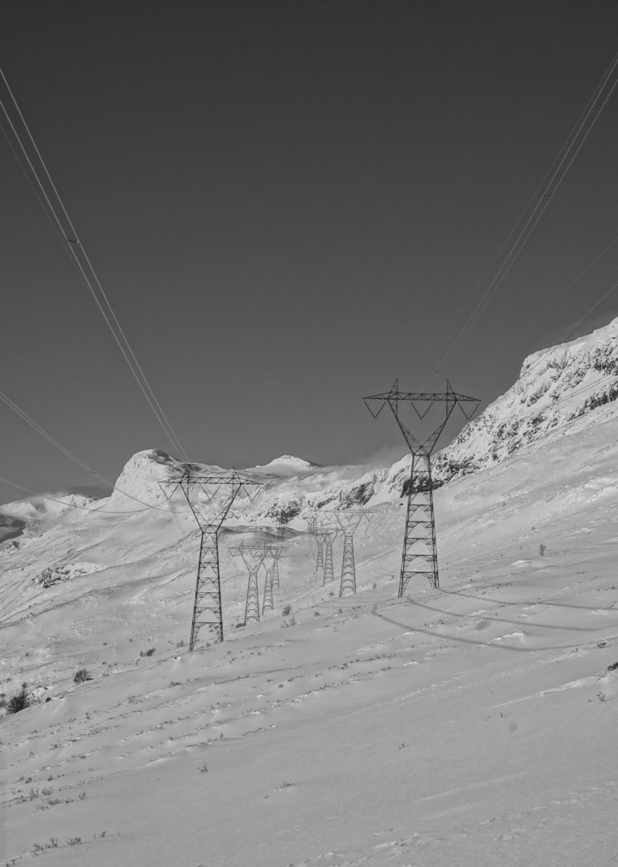 Sloupy vysokého napětí na Blåbergi, Norsko