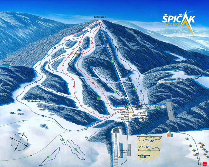 Na všechny vyznačené sjezdovky je po skončení provozní doby zakázán vstup pěším i lyžařům včetně skialpinistů - ve Ski&Bike Špičák konkrétně od 16,15 hodin odpoledne do 8,30 hodin druhého dne