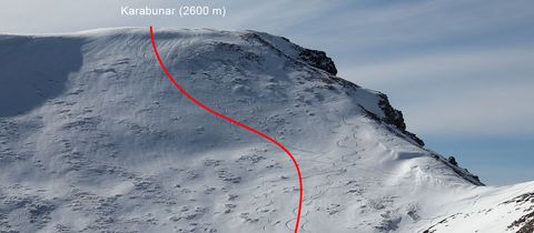 Karabunar (2600 m) – strmý skialpinistický výstup i sjezd u makedonské Popovy Šapky