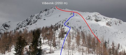 Viševnik (2050 m) - okružní skialpový výlet nad slovinskou Pokljukou