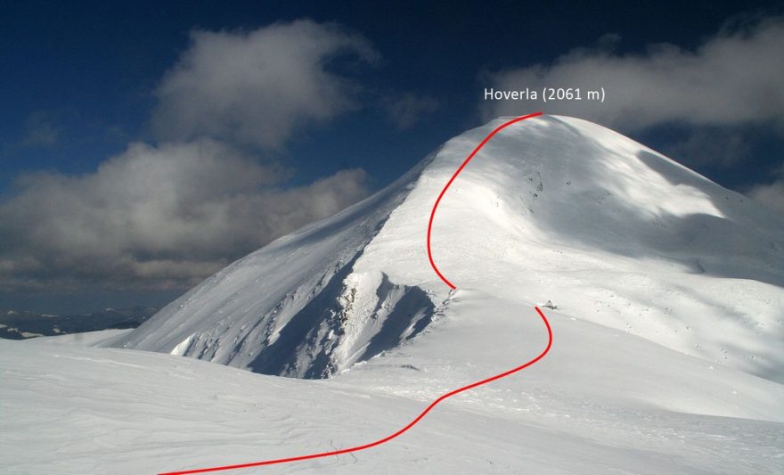 Výstupová a sjezdová trasa na Hoverlu