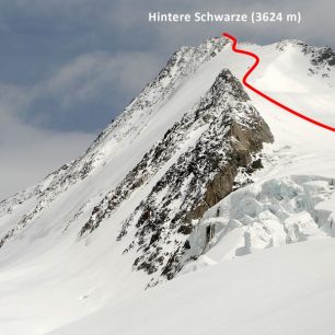 Klasická výstupová a sjezdová trasa z Hintere Schwärze