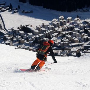 Vzdušný lyžařský výhled na Davos