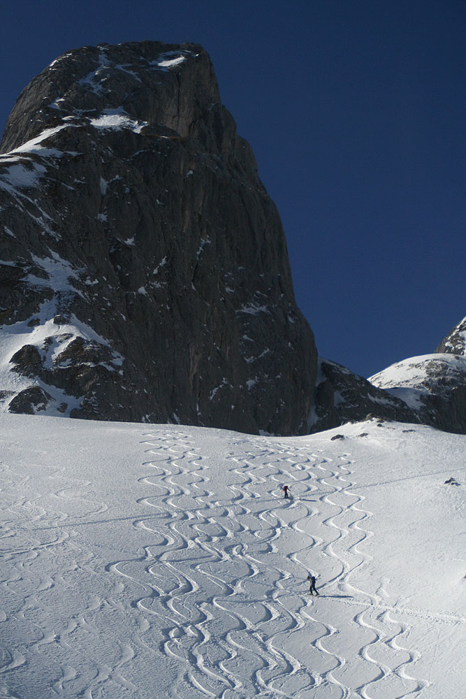 Rozježděný svah pod rakouským Hochkönigem